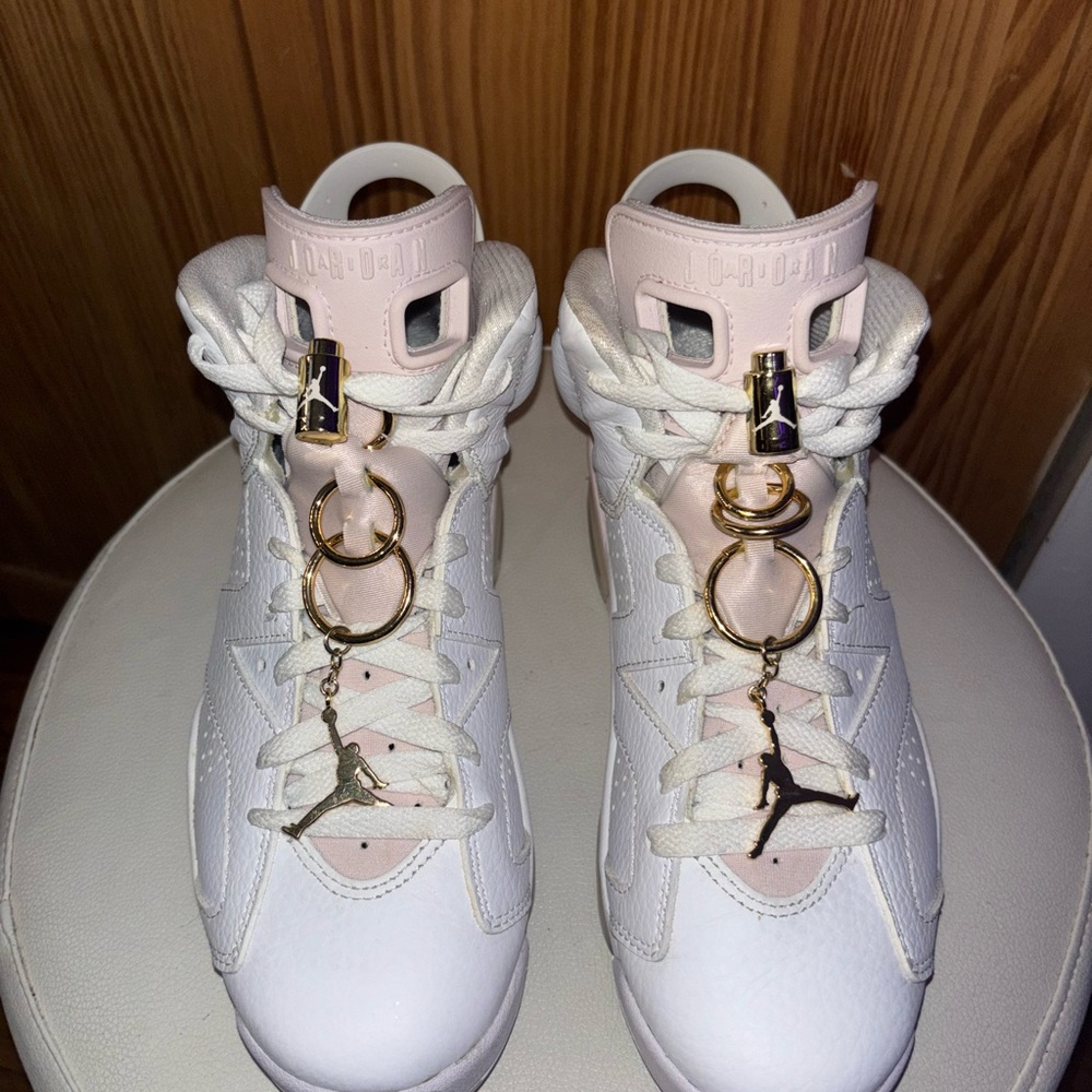 Jordan Women's White and Light Pink Sneakers